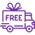 Camión de entrega gratis en línea, icono violeta con regalo, envío rápido tienda esotérica